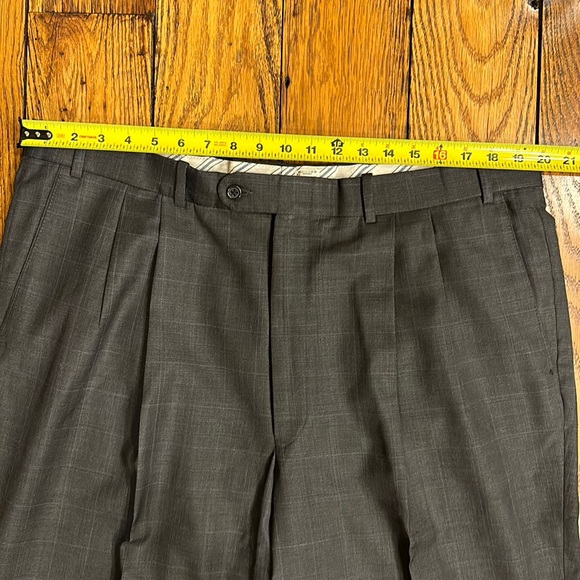 CUSTOM PETER MILLAR MENS 2 BUTTON WOOL GRAY/BLUE SUIT WITH PLEATED CUFFED PANTS - Picture 12 of 16